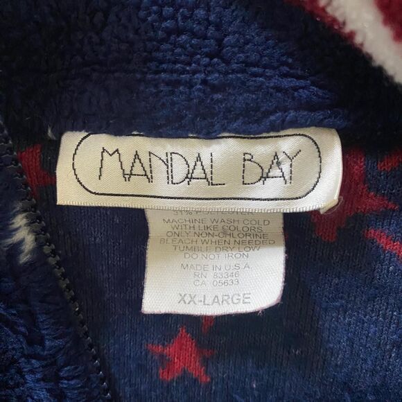 Vintage Classic Americana Dark Blue Red White Flag Fleece Sweater Jacket XXL - Picture 7 of 7